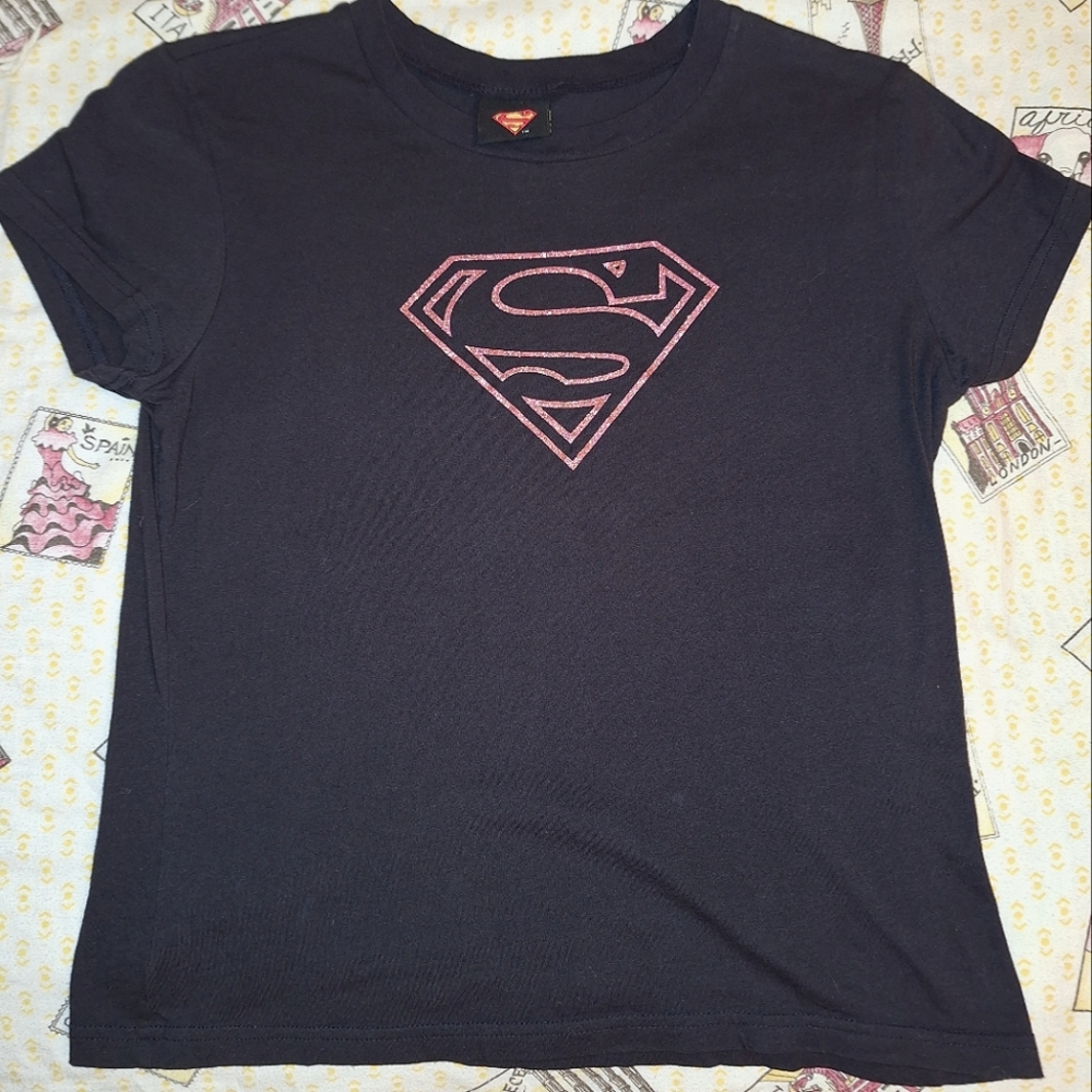 Black/Pink Classic Superman Tee